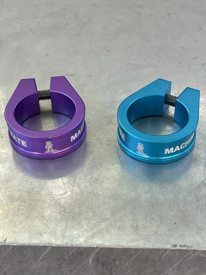 Abrazadera de asiento de aluminio 1,25" 1-1/4" vintage antiguo nuevo stock púrpura Foto 2 de 4