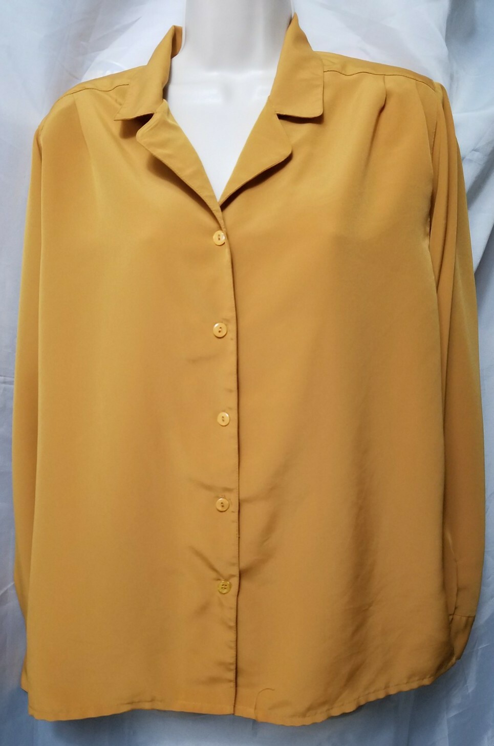 SAINT LAURENT Camicetta Yves St Clair donna 10 giallo senape bottoni manica lunga colletto carriera