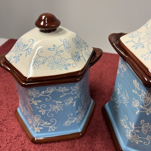 Temptations Floral Lace Blue 1.8qt & 0.9qt Canister Set Cookie Jar - Picture 8 of 20
