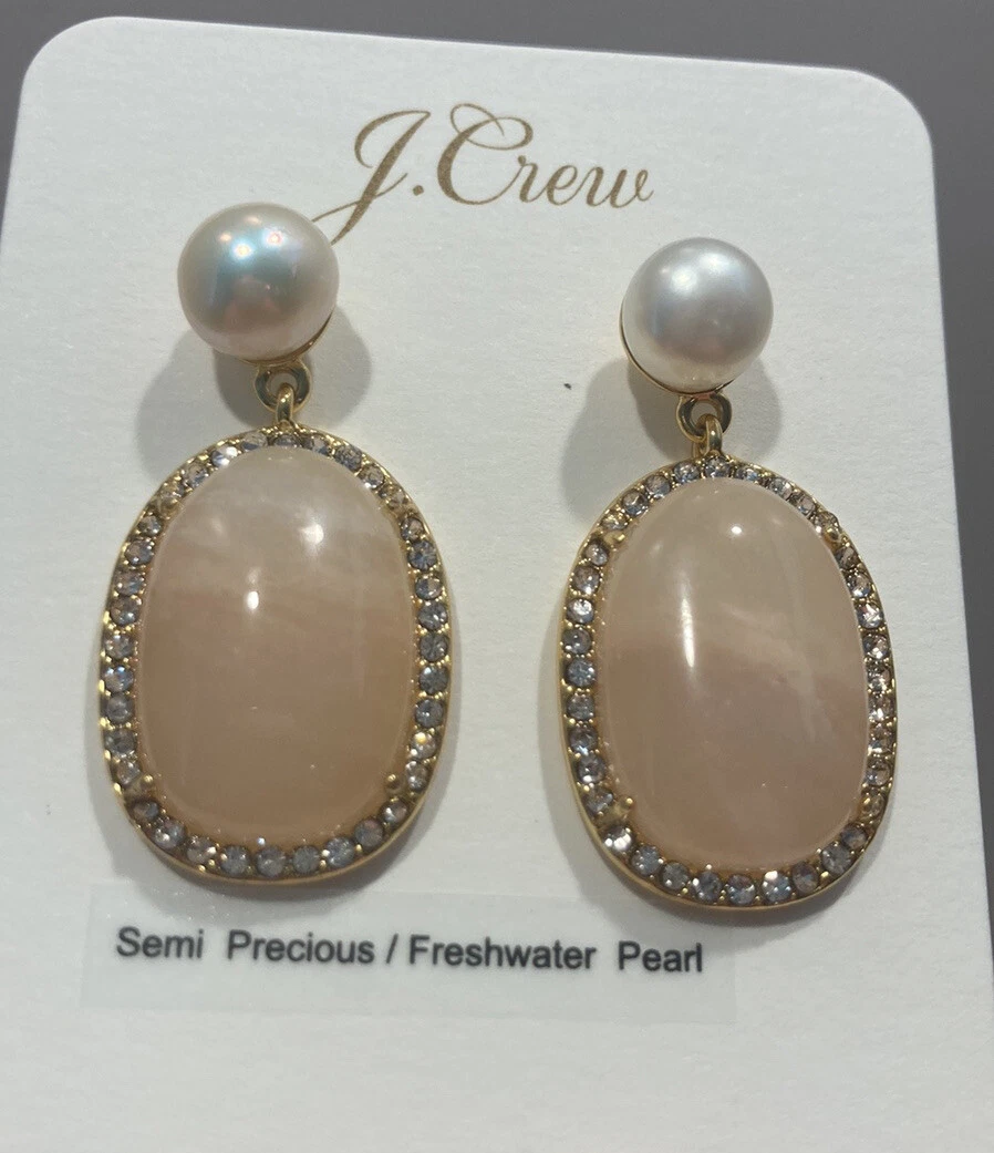 J.Crew Stone and freshwater pearl earrings eBay