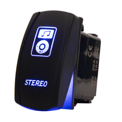 5Pin Rocker Switch Indicator Bule LED STEREO For UTV TRUCK POLARIS RZR XP 900 RV