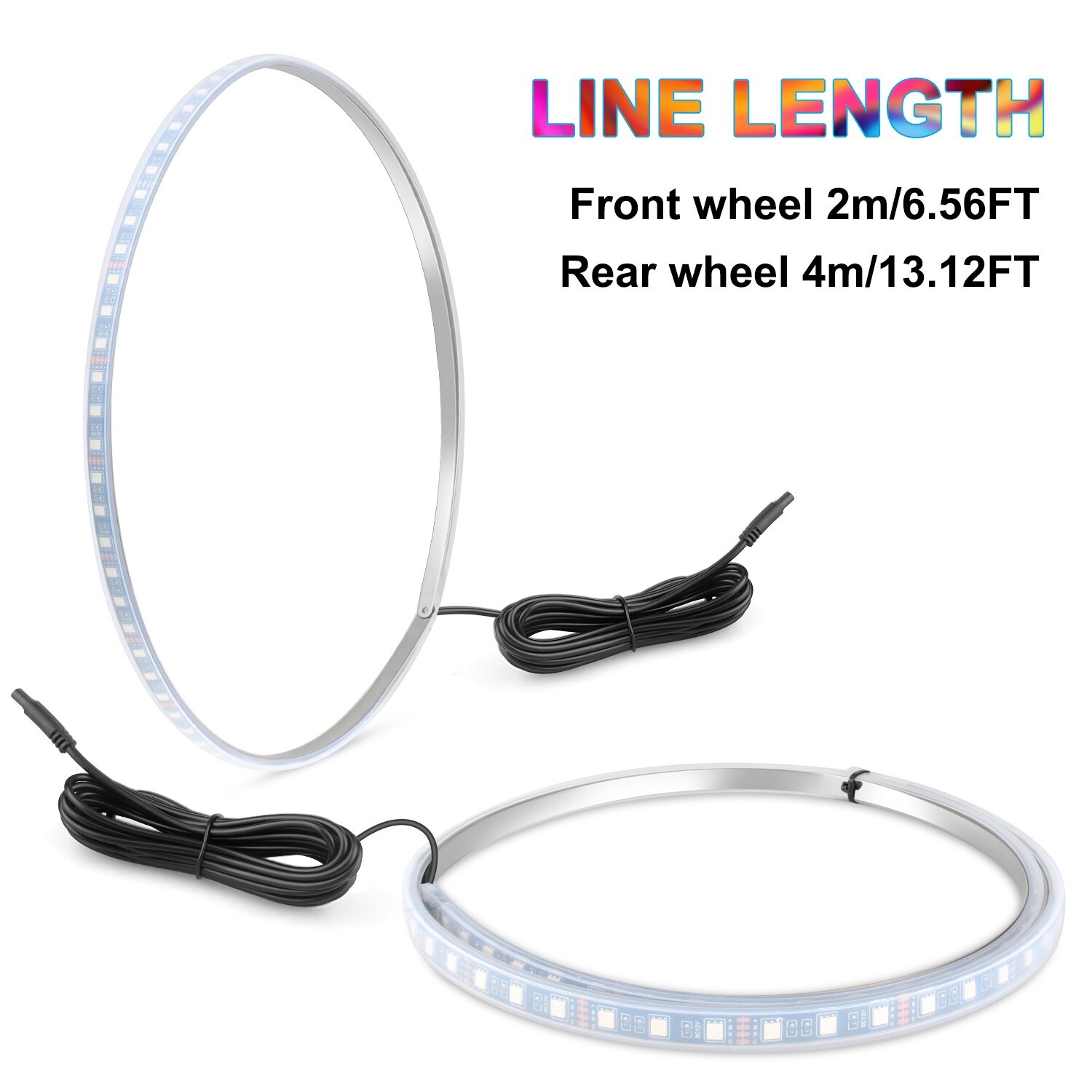 15'' RGB Wheel LED Light For Truck Ring Rim Lights Brake & Turn Signal Bluetooth