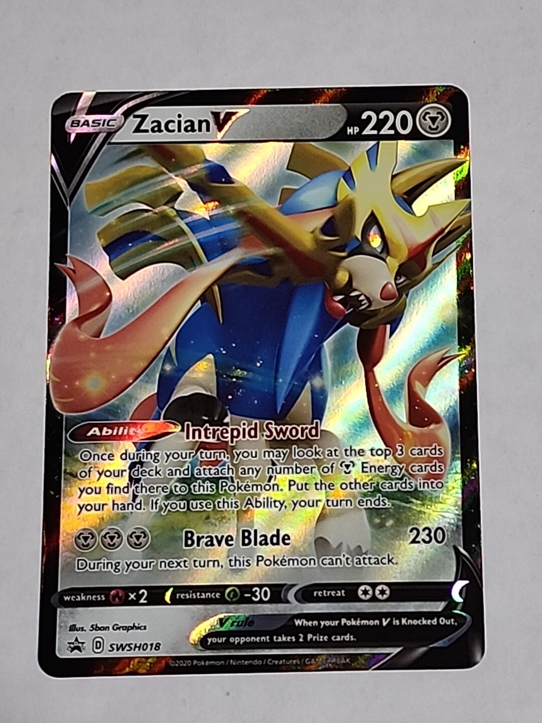 Zacian V SWSH018 Holographic Black Star Promo Pokemon TCG Near Mint