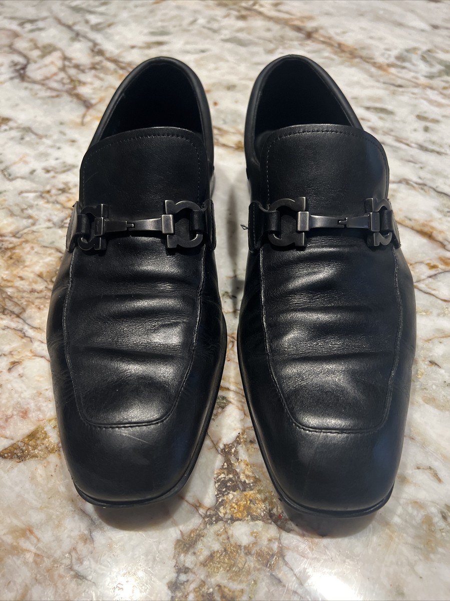 靴 Salvatore Ferragamo Black Leather Shoes SALVATORE FERRAGAMO BLACK LEATHER LOAFERS SHOES 10 Size 57490 | eBay