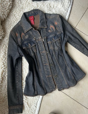 Olsen Europe Wome's Dark Wash Denim Jacket With Detailed Embroider M/l