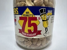 Vintage 1991 Mr. PEANUT 75th Birthday Limited Edition GLASS JAR Decanter Tag NOS