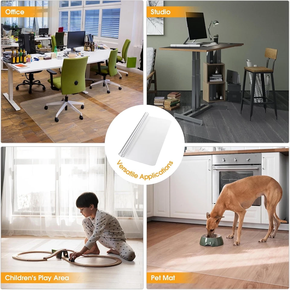 Alfombra antideslizante para silla de oficina 1/2/4/6 piezas para piso duro/alfombra 36 x 48"/46 x 60" Foto 2 de 2