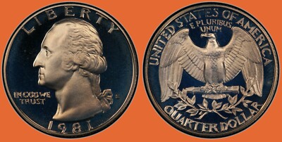 1981 S Type 1 Washington Quarter ~ Choice Gem Proof Cameo ~ 25c US Coin