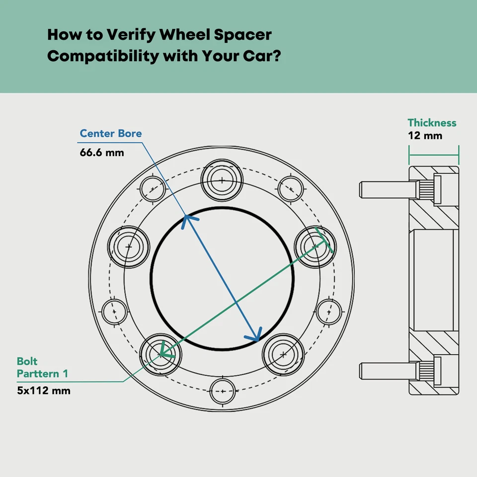 4 piezas espaciadores de rueda 5x112 66,6 mm 12 mm para Audi A4 Q5 A5 A6 A4 Allroad A4 Quattro Foto 3 de 4