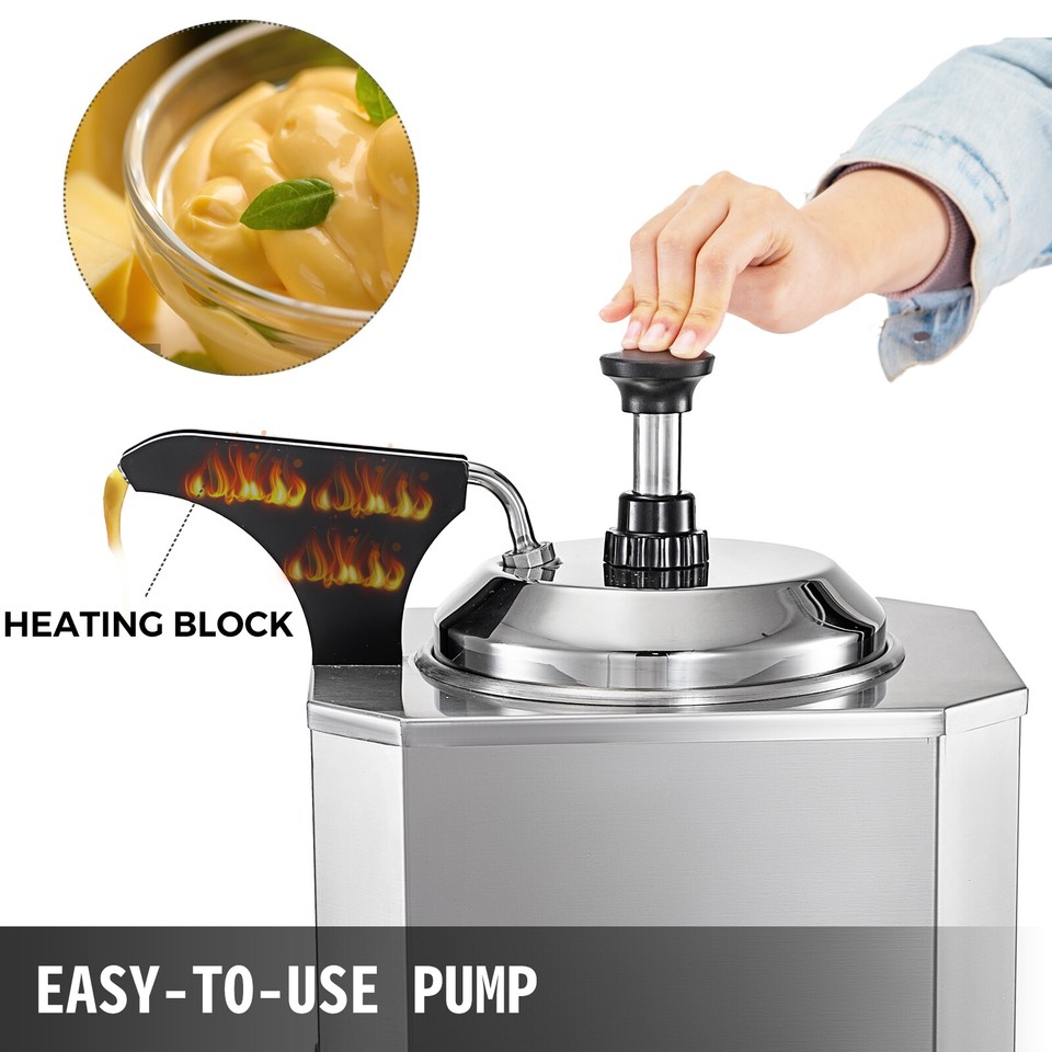 Hot Melted Butter Dispenser Pump Nacho Cheese Warmer Popcorn Condiment