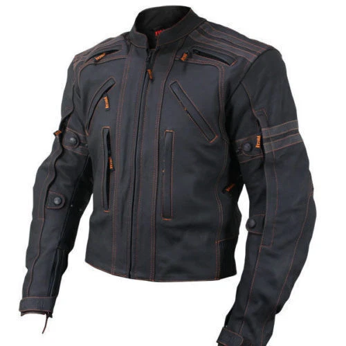 Motorbike Racing Leather Jacket Stylish Motorbike Biker Zipper Pocket Blazer