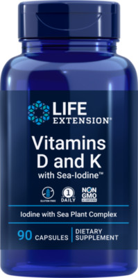 Life Extension Vitamins D and K with Sea-Iodine 60 Capsules (02040)