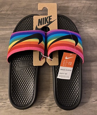 nike benassi rainbow slides