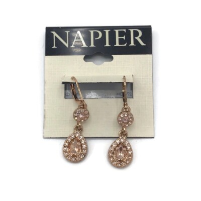 Napier Rose Gold-Tone Crystal Dangle Drop Earrings NWT - Main Image