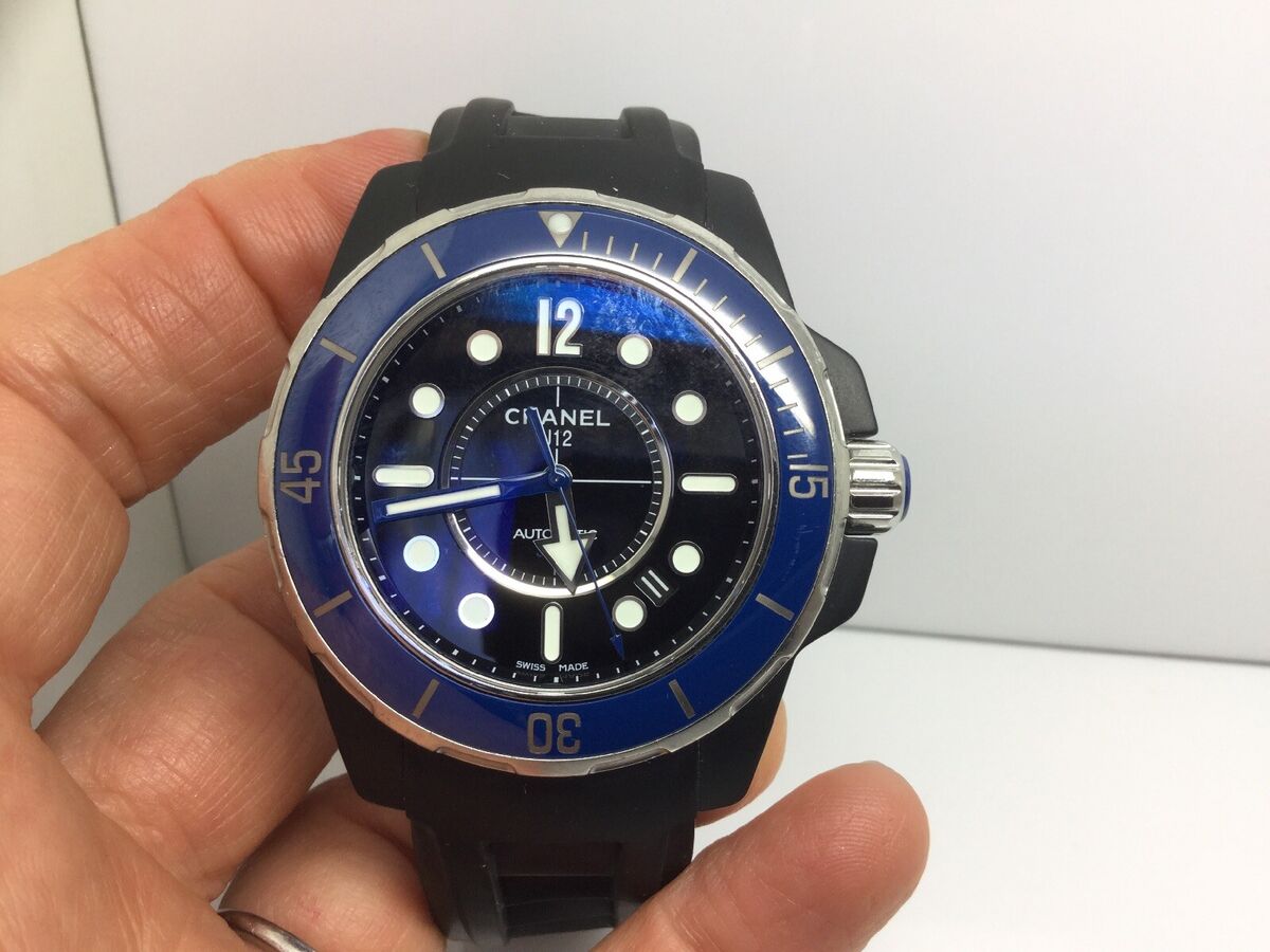 CERAMIC CHANEL J12 MARINE 42MM WATCH W/BLUE BEZEL & BLACK CERAMIC CHANEL J12 MARINE 42MM WATCH W/BLUE BEZEL & BLACK