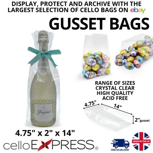 Clear Cellophane Gusset Bag Party Bags Favour Crafts Sweets Display Gifts Cello - Picture 7 of 7