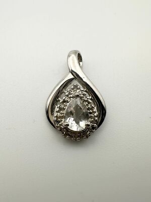 Ross Simons 925 Sterling Silber echter Diamant weißer Topas Anhänger