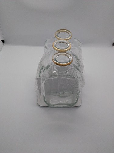 Bud Jar Clear Glass Small Vase in gold trim rim for flower plant 3 bottles set - Picture 4 of 4