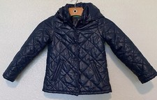 Benetton Puffer Jacket Youth 3-5 Yrs Blue Shiny Hooded Warm
