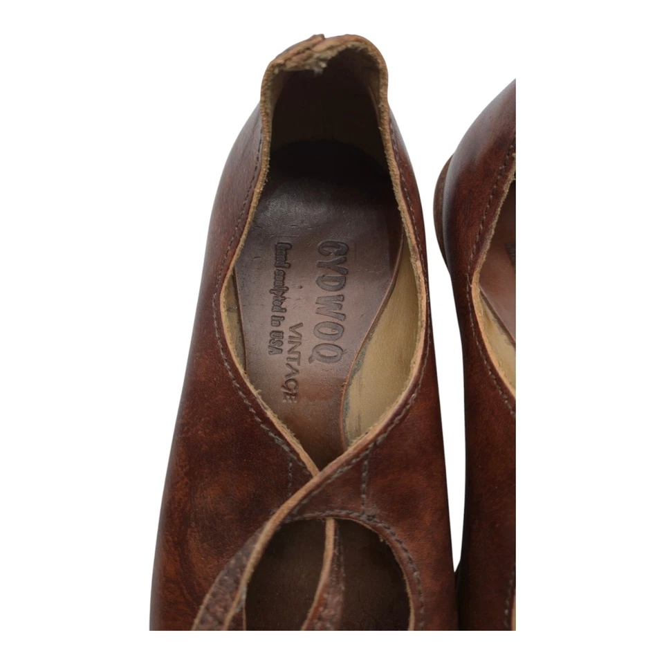 CYDWOQ Vintage Shoes Womens 36 Brown Mosaic Leather Academia USA Office Party - Image 4 of 4