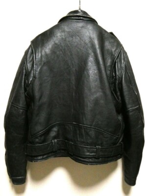 FIRST Double Riders Jacket Genuine Leather Men Size 46 Black Made