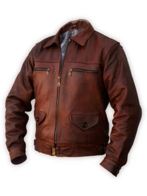 Flieger/Pilotenjacke Hartmann Lederjacke argentinisches Pferdeleder braun NEU - Bild 1 von 4