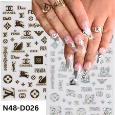 Gold And Silver with Multi Design 3D Sticker,Nail Art Sticker Acrylic, Dipping,