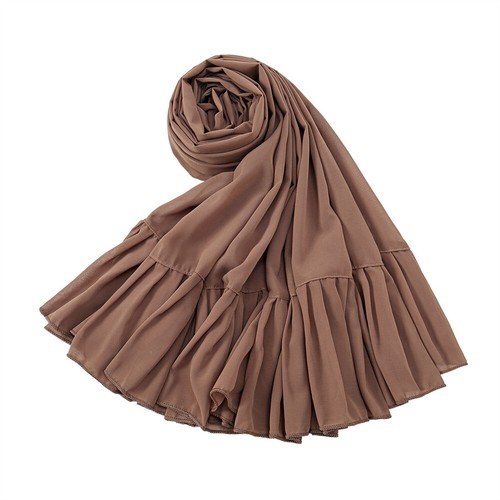 Women Chiffon Scarf Ruffle Scarves Shawl Head Wrap Turban Hijab Headscarf Stoles - Picture 22 of 23