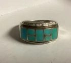 Vintage Sterling Silver and Turquoise Ring Marked LW Size 8.5