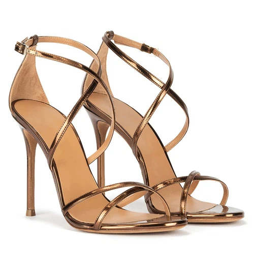 Women's Peep Toe High Heels Cross Strap Stilettos Wedding Sandals Party Shoes - Picture 32 of 33