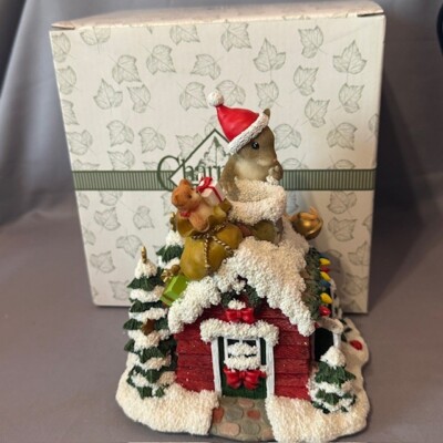 Vintage Charming Tails Figurine Mouse Fitz Floyd Christmas Musical Comes Santa