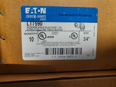 Eaton (Box of 10) LT7590 - 3/4'' STR 90D LT Steel Conn. Liquid Tight 