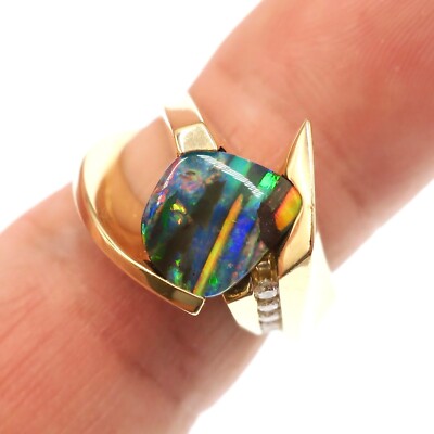Matthew C Hoffman Ann Arbor MI - 14k Yellow Gold Natural Opal Diamond Ring 5.75