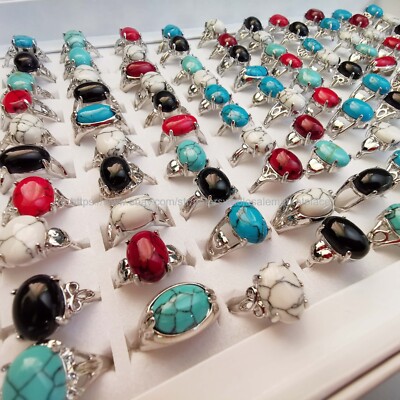 wholesale turquoise rings lot 30pcs vintage antique style hippy boho