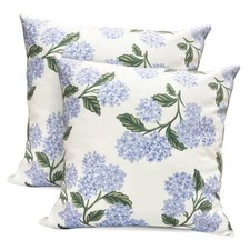 Decorative Throw Pillow Covers 18" x 18" Pack of 2 White Hydrangea Print