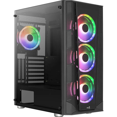 Aerocool Prism ARGB Black Mid tower case - 120mm ARGB Fan x 4; 6-port ARGB contr