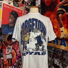 Vintage 90s Georgetown Hoyas Looney Tunes Bugs Taz Basketball T Shirt Sz XL