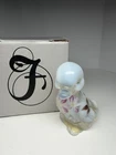 Fenton French Opalescent Glass Duckling Figurine Floral Duck SIGNED Vintage Box