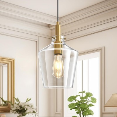 Vaziden Modern Glass Pendant Lighting for Kitchen Island, Farmhouse Gold