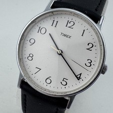 Vintage Timex Quartz Watch Men Silver White L...