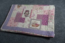 Handmade Quilted Blanket Patchwork Cats Lilac Pink 49" x 49" Quilt Vintage