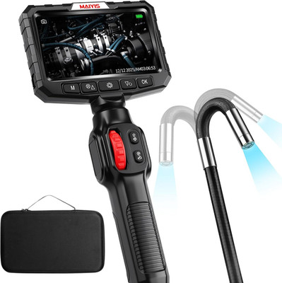 Two-Way Articulating Borescope Camera with Light, 0.24 in Mini Inspection Camera