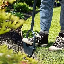 Manual Serrated Trimming Shovel with T-Grip Half Moon Manual Lawn Edger Multifun