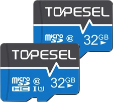 TOPESEL 32GB Micro SD Card 2 Pack Memory Cards SDHC UHS-I TF 32GB, blue