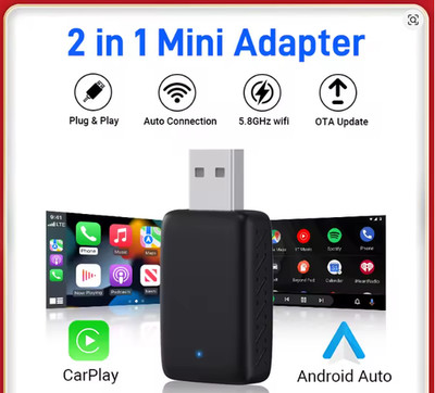 Wireless CarPlay Android Auto Mini AI Box Adapter Plug & Play