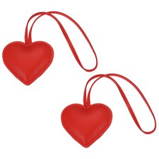 Heart Bag Charm 2Pcs Cute Leather Love Heart Keychain Key Charm Pendant Red