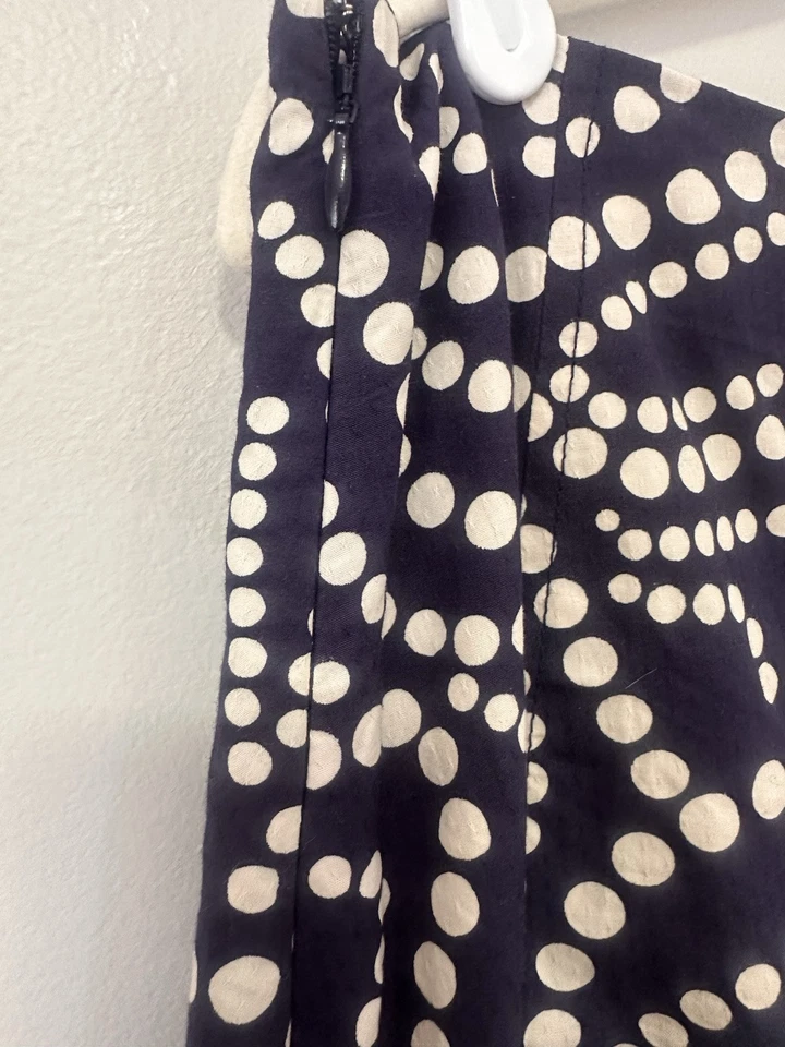 Saia Midi Anthropologie Estampada Algodão Azul Marinho Bolinhas Redemoinho Tamanho M - Imagem 4 de 4