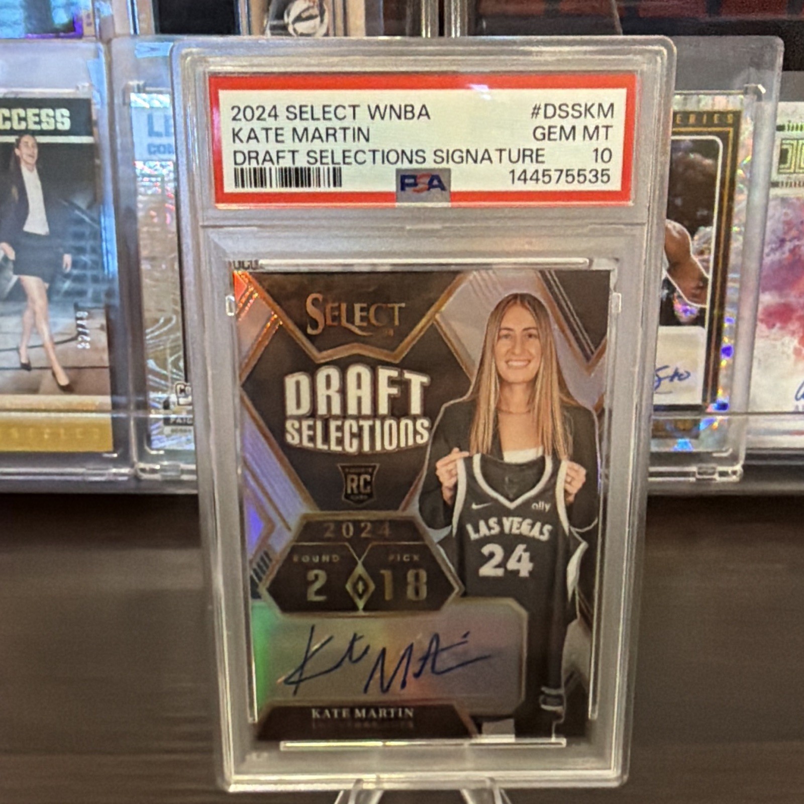 Panini 2024 Select WNBA Kate Martin Las Vegas Aces RC Auto PSA 10 Prizm
