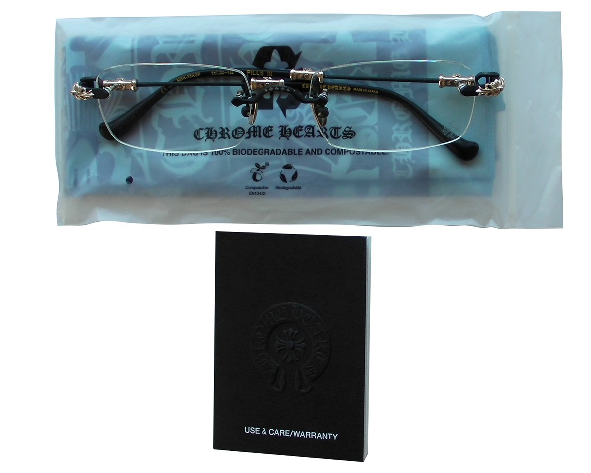CHROME HEARTS PILLS III MATTE BLACK 18K GOLD PLATED EYEGLASSES | eBay