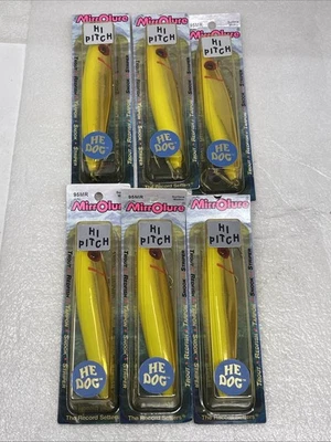 L & S MIRROLURE Mirrolure He Dog Surface Walker 95MR GCRCH, Hi Pitch, 4 3/4”, 3/4 Oz, Lot Of (6)
